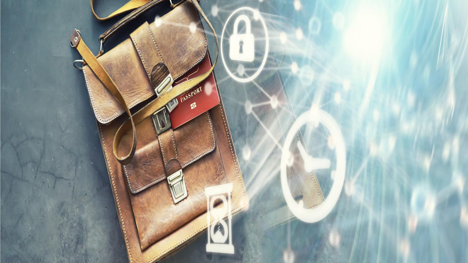 Security-themed illustration showing a hardware wallet, shield icon, and lock symbols representing wallet protection layers